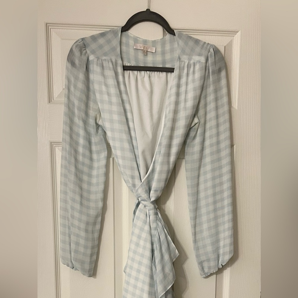 WAYF baby blue gingham dress